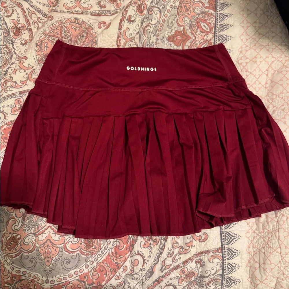 Goldhinge Women's Burgundy Pleated Skort